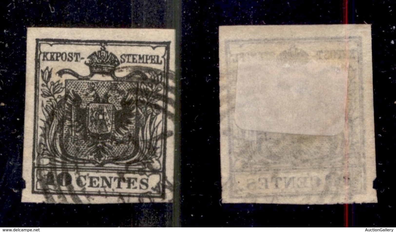 ANTICHI STATI ITALIANI - Lombardo Veneto - 1850 - 10 Cent (2d - Nero Intenso) Con Decalco (varietà F) - Usato A Monselic - Sonstige & Ohne Zuordnung
