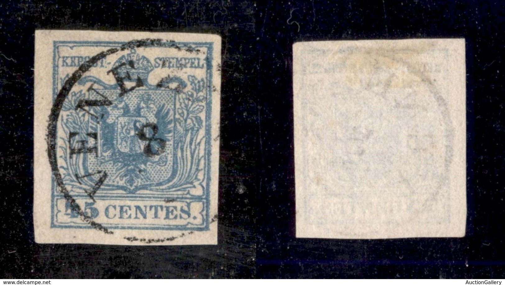 ANTICHI STATI ITALIANI - Lombardo Veneto - 1852 - 45 Cent (11) - Parte Id Filigrana - Molto Bello - Andere & Zonder Classificatie