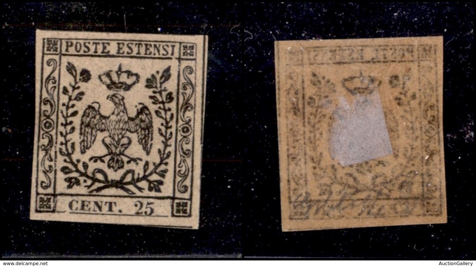 ANTICHI STATI ITALIANI - Modena - 1852 - 25 Cent (4c - Oleoso) - Molto Bello - G. Bolaffi - Other & Unclassified