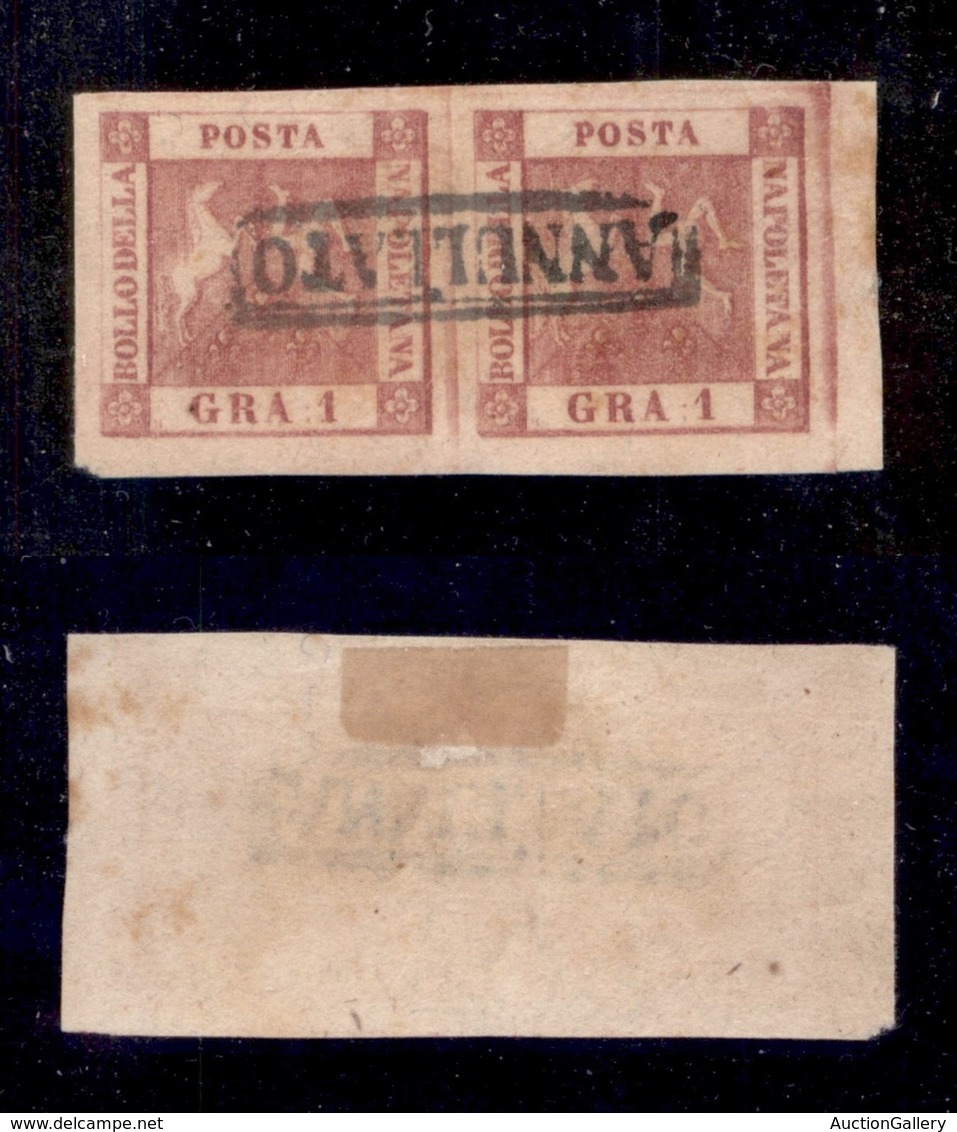 ANTICHI STATI ITALIANI - Napoli - 1859 - 1 Grano (4b) - Coppia Bordo Foglio - Grandi Margini - Otros & Sin Clasificación
