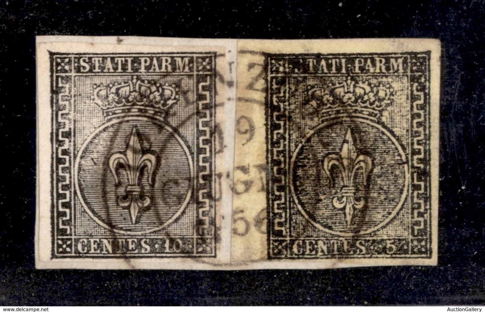 ANTICHI STATI ITALIANI - Parma - 1852 - 10 Cent (2) + 5 Cent (1b - Bordo Foglio) Usati A Fiorenzuola 19.6.56 Su Framment - Other & Unclassified