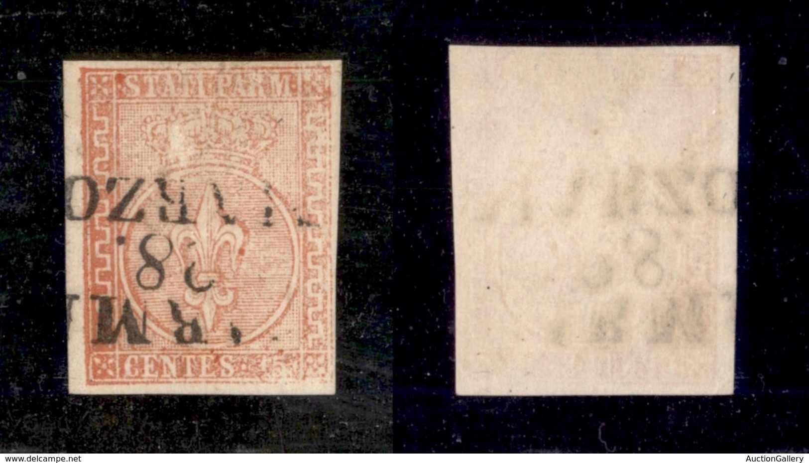 ANTICHI STATI ITALIANI - Parma - 1853 - 15 Cent (7) - Stampa Povera - Lieve Abrasione Sulla Corona (600) - Andere & Zonder Classificatie