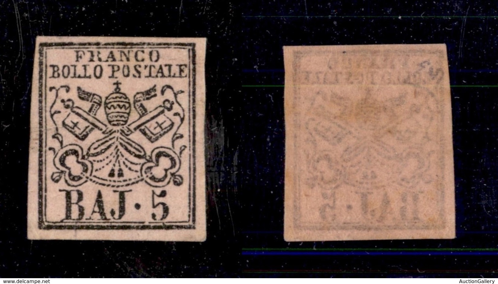 ANTICHI STATI ITALIANI - Stato Pontificio - 1852 - 5 Bai (6) - Gomma Integra - Diena (900) - Other & Unclassified
