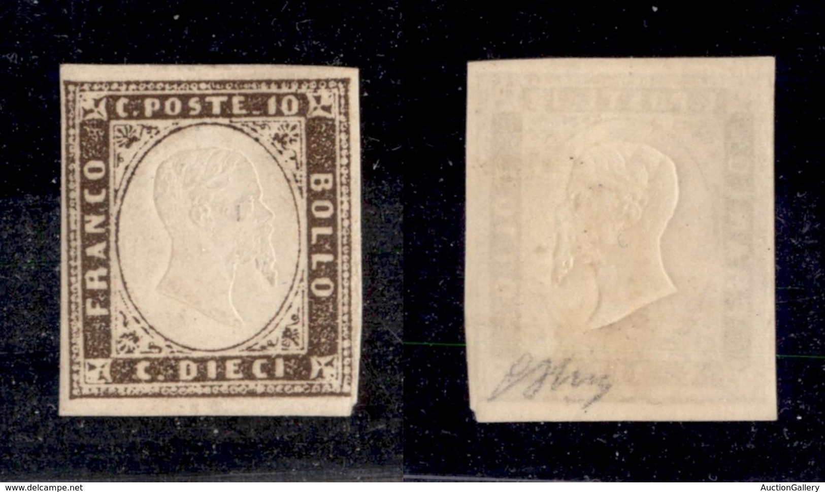 ANTICHI STATI ITALIANI - Sardegna - 1858 - 10 Cent (14) - Gomma Originale - Oliva (2.200) - Other & Unclassified