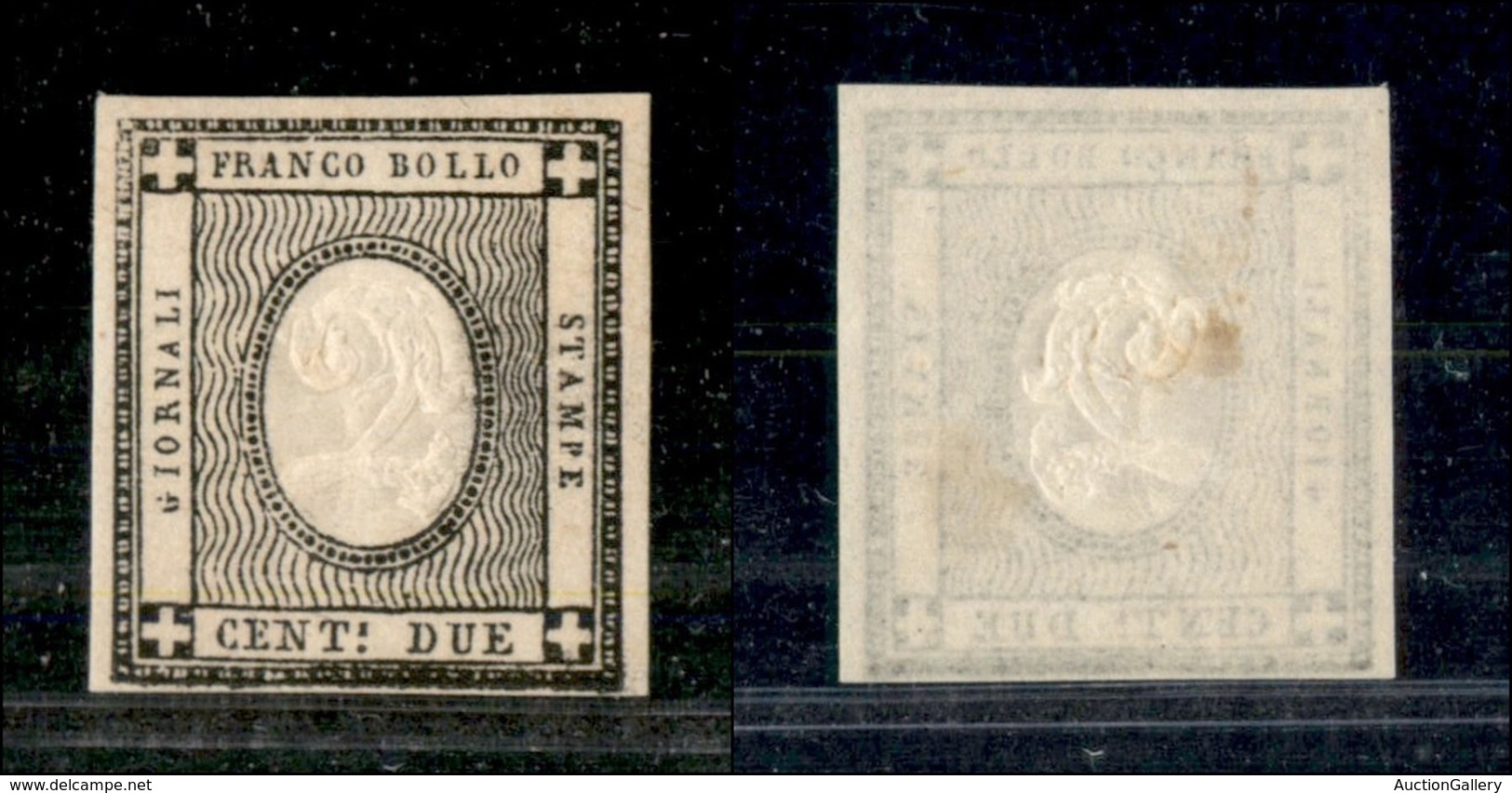 ANTICHI STATI ITALIANI - Sardegna - 1861 - 2 Cent (20e - Nero Intenso) - Gomma Originale - Piccolo Punto Giallo Nella Go - Autres & Non Classés