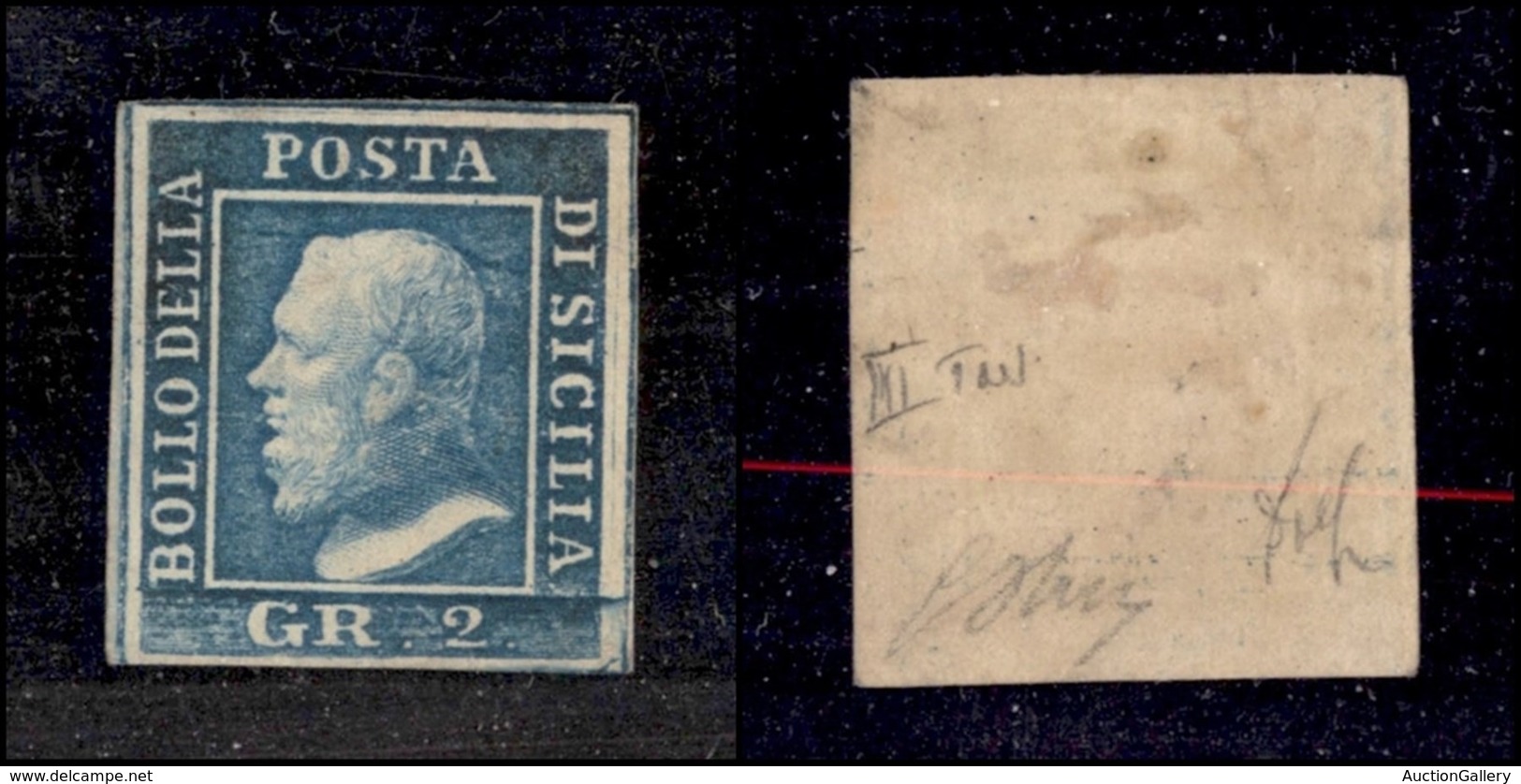 ANTICHI STATI ITALIANI - Sicilia - 1859 - 2 Grana (8) - Molto Bello - Oliva + Wolf (220) - Autres & Non Classés