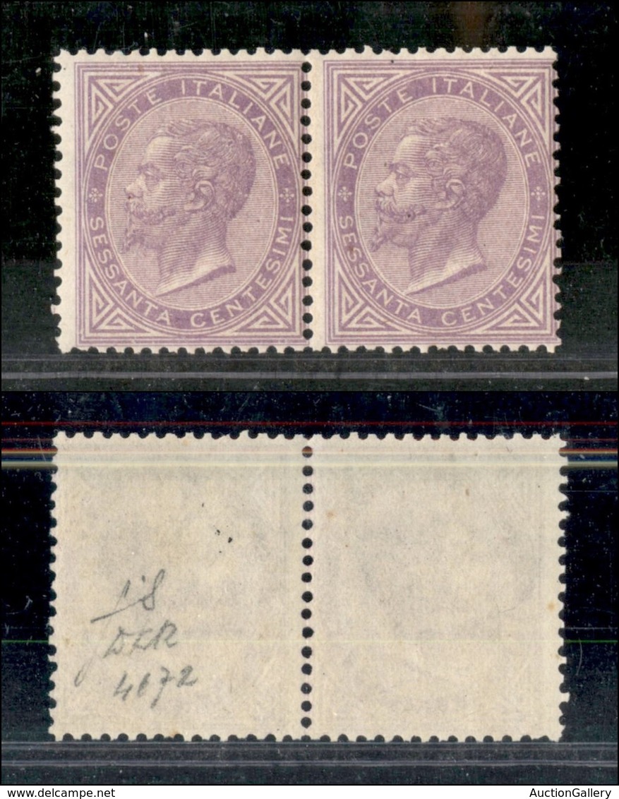 REGNO - 1863 - 60 Cent De La Rue (L21) - Coppia Orizzontale - Gomma Integra - Fiecchi (1.000) - Other & Unclassified