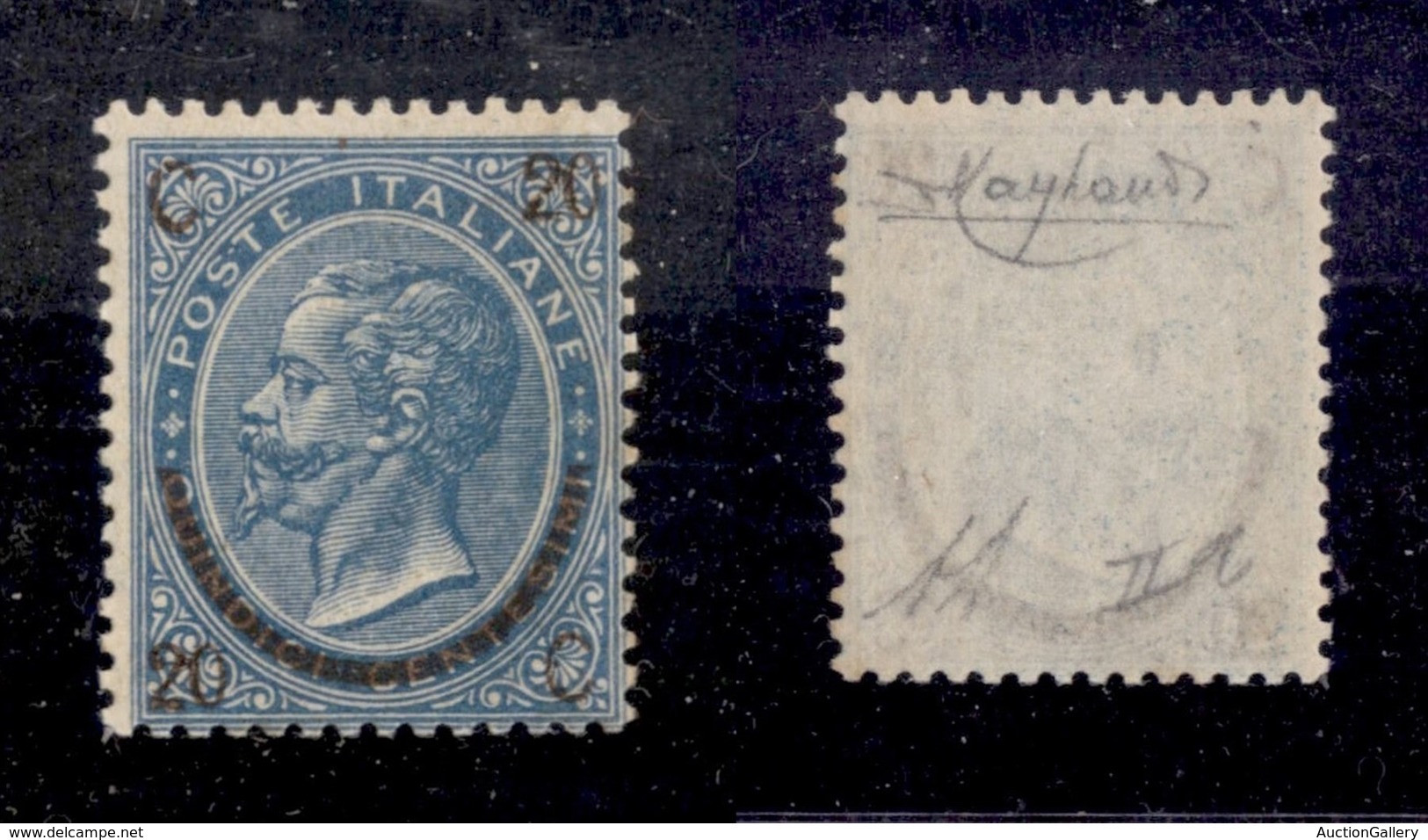 REGNO - 1865 - 20 Cent Su 15 (24 - Secondo Tipo) - Gomma Integra - Diena + Cert. Raybaudi (13.000) - Other & Unclassified