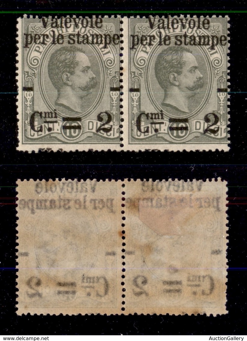 REGNO - 1890 - 2 Cent Su 10 (50aeb) - Coppia Orizzontale Con Soprastampe Oblique (a Cavallo Della Dentellatura Verticale - Other & Unclassified