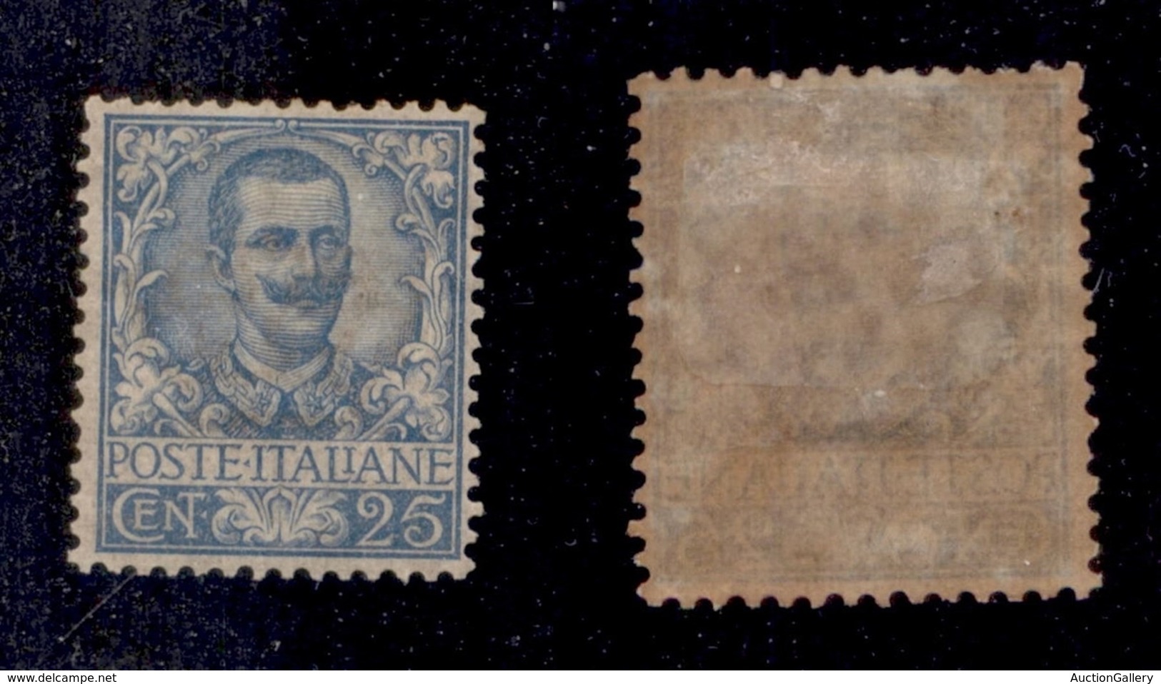 REGNO - 1901 - 25 Cent Floreale (73) - Gomma Originale Con Traccia Di Linguella - Ottimamente Centrato - Cert. AG (1.800 - Other & Unclassified