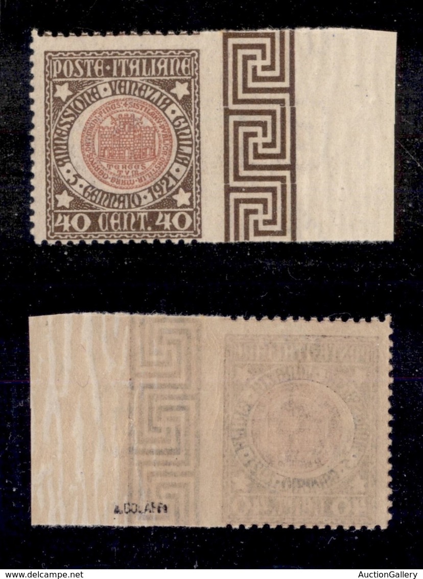 REGNO - 1921 - Venezia Giulia - 40 Cent (115e) Non Dentellato A Destra - Gomma Integra - Bolaffi (570) - Other & Unclassified