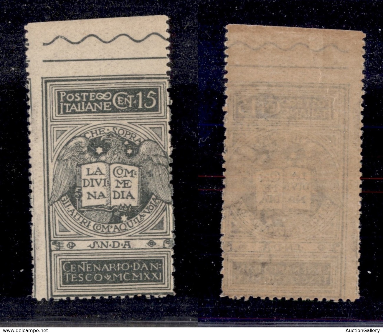 REGNO - 1921 - Non Emesso - 15 Cent Dante Alighieri (116Ah) Non Dentellato In Alto - Gomma Integra (1.200) - Autres & Non Classés