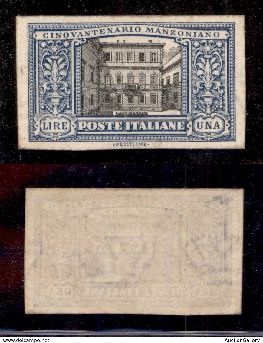 REGNO - 1923 - 1 Lira Manzoni (155d) Non Dentellato - Gomma Originale - Autres & Non Classés