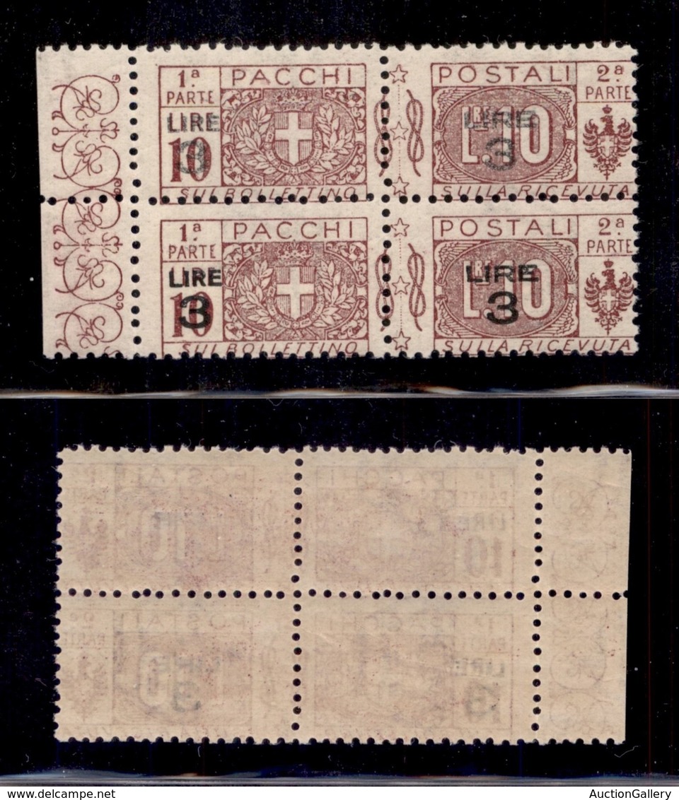 REGNO - 1923 - 3 Lire Su 10 (23b + 23) - Coppia Verticale - Stampa Evanescente Nel Pezzo Superiore - Gomma Integra - Other & Unclassified