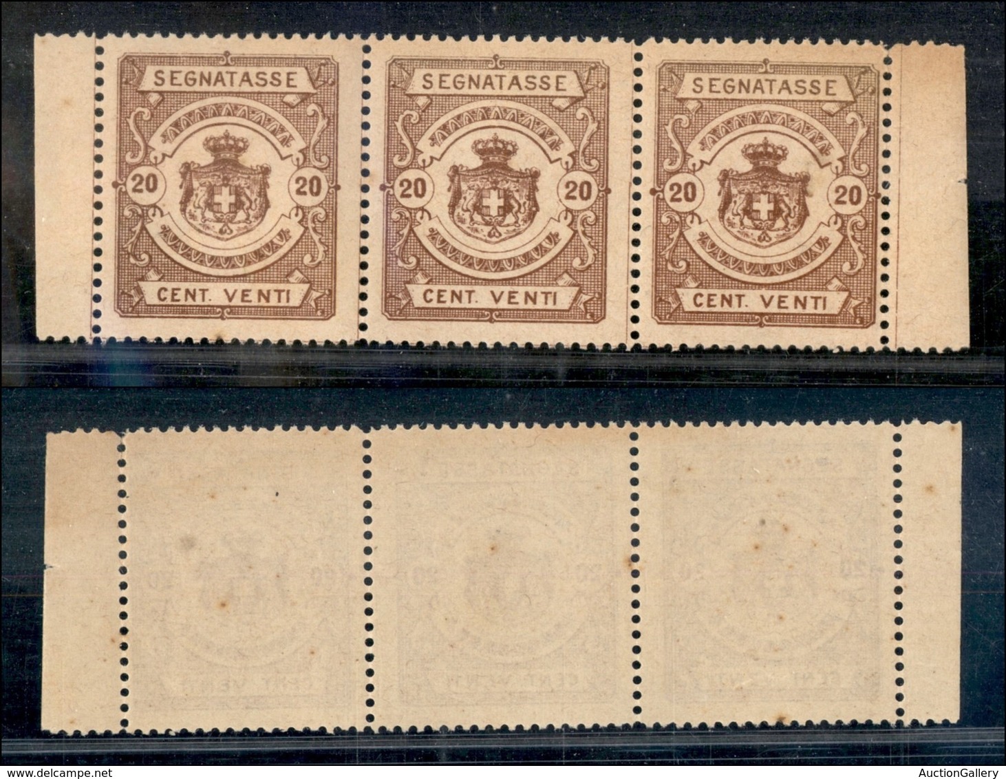 REGNO - 1870 - Saggi - 20 Cent (Unificato 68) - Striscia Di Tre - Gomma Integra - Autres & Non Classés