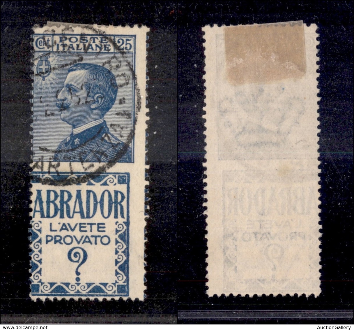 REGNO - 1924 - 25 Cent Abrador (4da) Usato - Dentellatura Verticale Spostata A Destra Sulle Scritte Di Bordo Foglio (400 - Autres & Non Classés