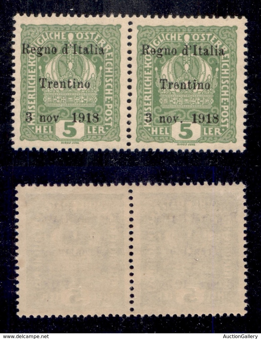 OCCUPAZIONI I GUERRA MONDIALE - Trentino-Alto Adige - 1918 - 5 Heller (2f+2) - Senza Punto Dopo Nov In Coppia Col Normal - Other & Unclassified