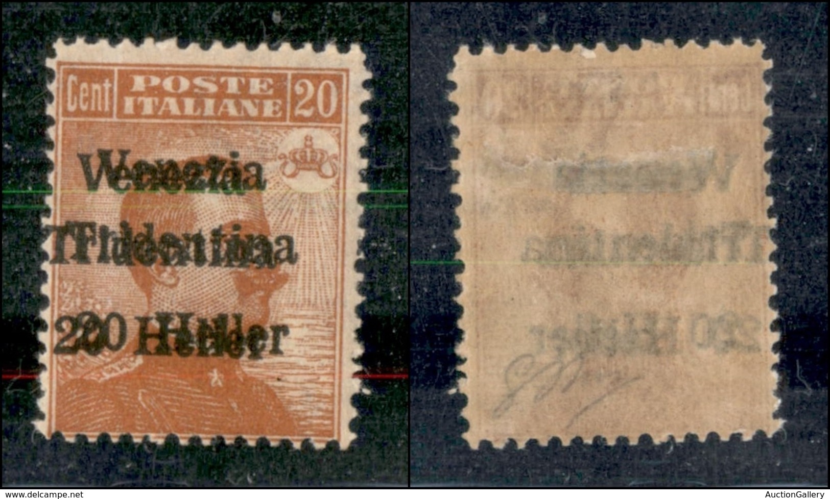 OCCUPAZIONI I GUERRA MONDIALE - Trentino-Alto Adige - 1918 - 20 Heller Su 20 Cent Michetti (30 Bab) - Doppia Soprastampa - Autres & Non Classés