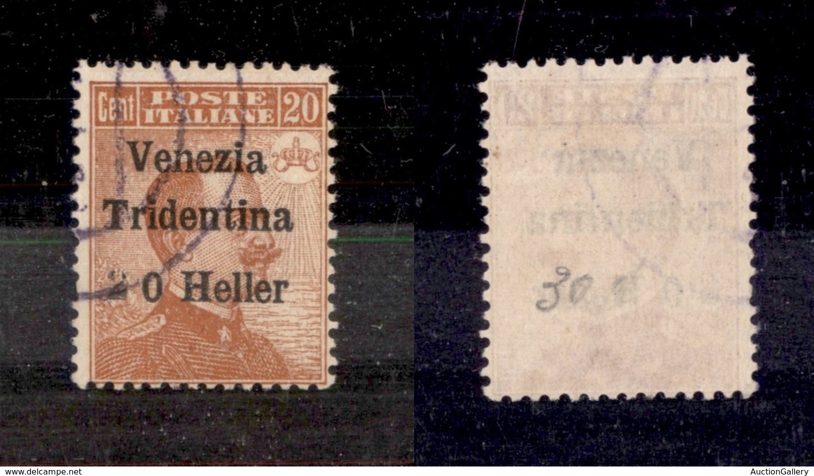 OCCUPAZIONI I GUERRA MONDIALE - Trentino-Alto Adige - 1918 - 20 Heller Su 20 Cent (30e) Usato- 2 A Mano - Cert AG (550) - Other & Unclassified