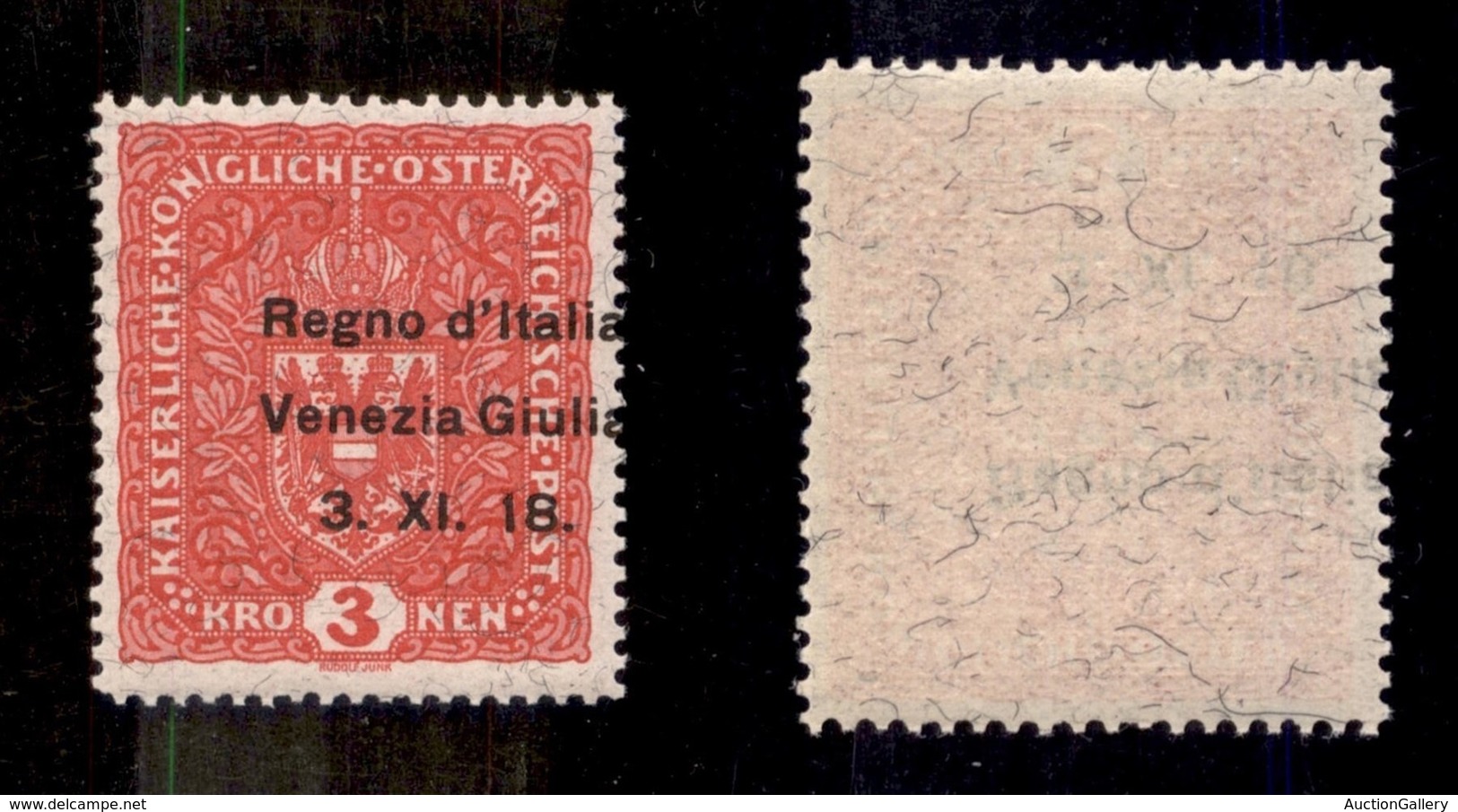 OCCUPAZIONI I GUERRA MONDIALE - Venezia Giulia - 1918 - 3 Kronen (16) - Gomma Integra - Cert. Raybaudi (2.000) - Andere & Zonder Classificatie