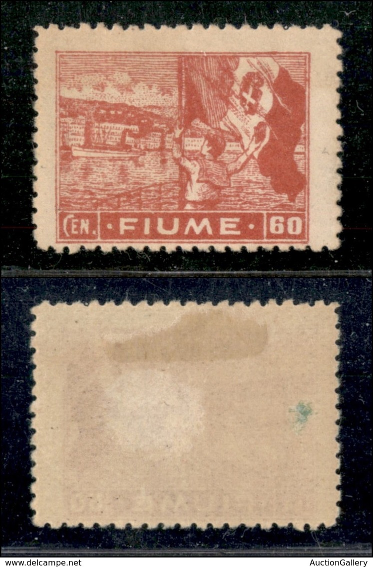 OCCUPAZIONI I GUERRA MONDIALE - Fiume - 1919 - 60 Cent Vedute (C43 - Rosa) - Gomma Originale - Non Catalogato - Autres & Non Classés