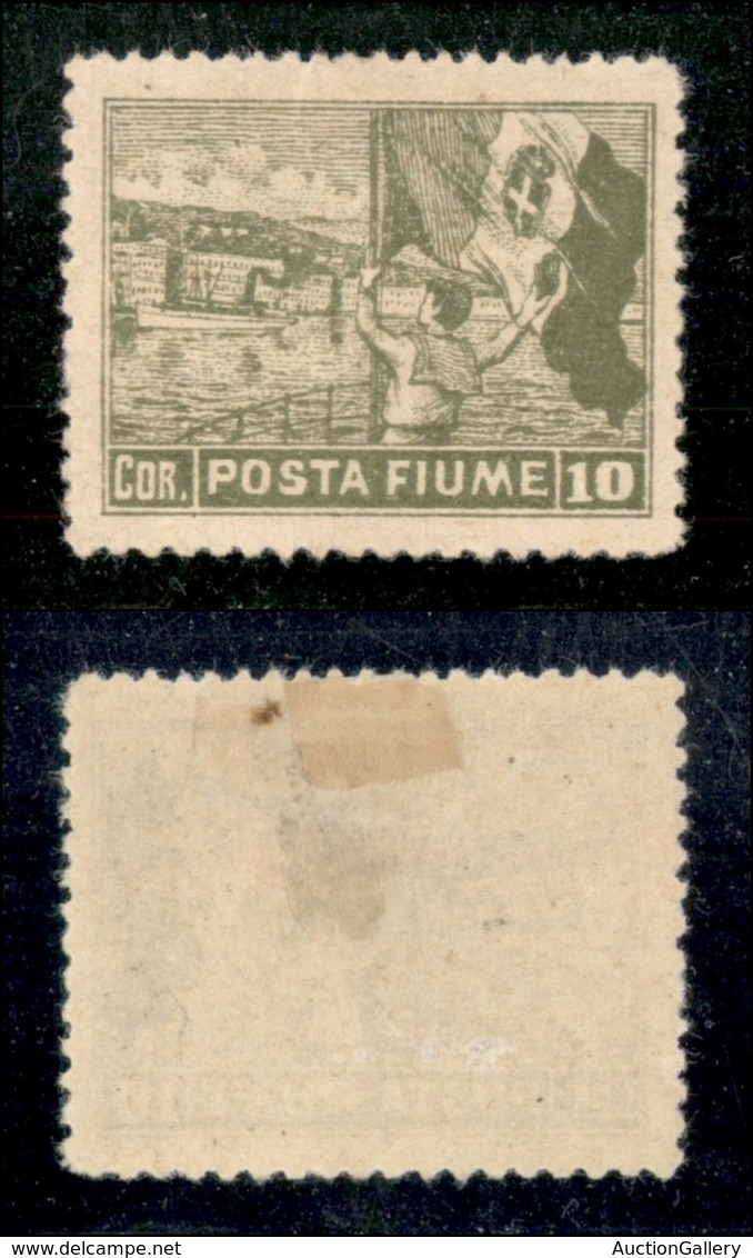 OCCUPAZIONI I GUERRA MONDIALE - Fiume - 1919 - 10 Corone Vedute (56/Ia) - Dentellato 13x12 - Gomma Originale (1250) - Autres & Non Classés