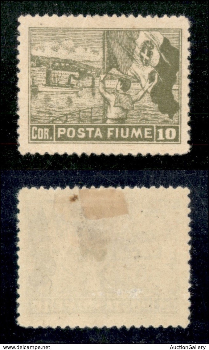 OCCUPAZIONI I GUERRA MONDIALE - Fiume - 1919 - 10 Corone Vedute (56/Ia) - Dentellato 13x12 - Gomma Originale (1250) - Other & Unclassified