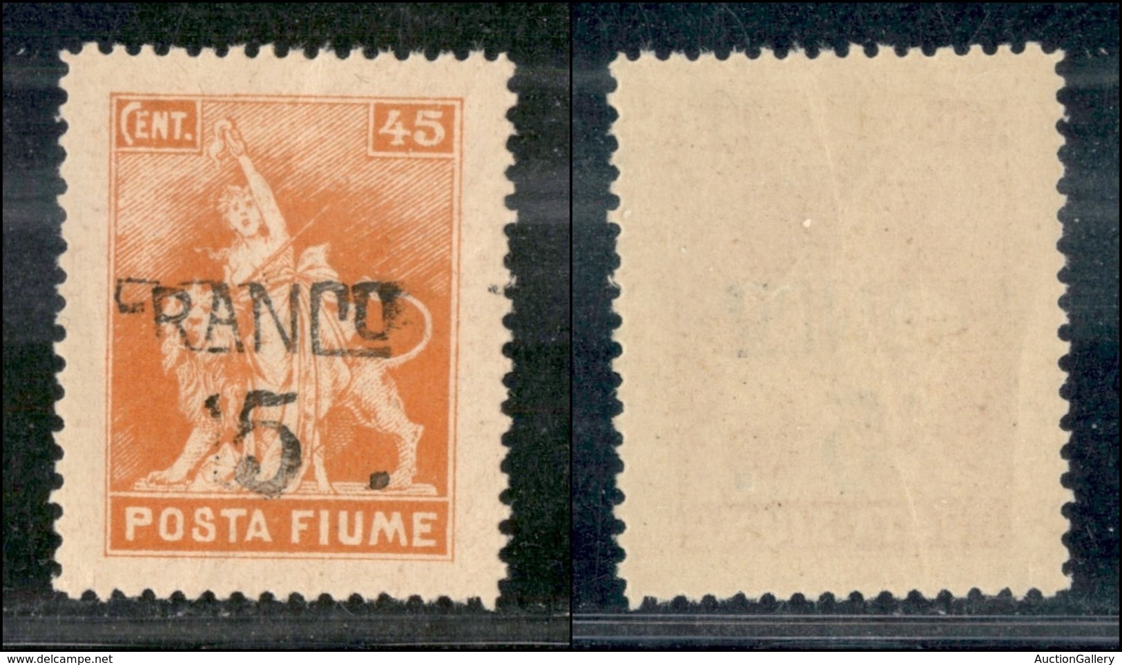 OCCUPAZIONI I GUERRA MONDIALE - Fiume - 1919 - RANCO 5 Su 45 Cent (D79 Vac) - Senza 1 Con F Parziale - Gomma Integra (24 - Other & Unclassified