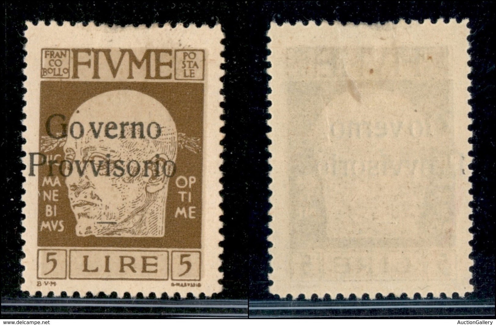 OCCUPAZIONI I GUERRA MONDIALE - Fiume - 1921 - 5 Lire Governo Provvisorio (162 Ob) - Soprastampa A Sinistra - Gomma Orig - Other & Unclassified