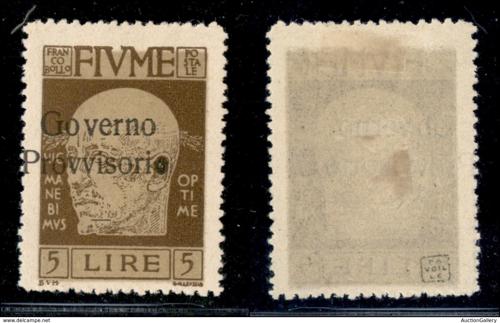 OCCUPAZIONI I GUERRA MONDIALE - Fiume - 1921 - 5 Lire D'Annunzio (162 Ob) - Soprastampa A Sinistra + O Chiusa - Gomma Or - Other & Unclassified