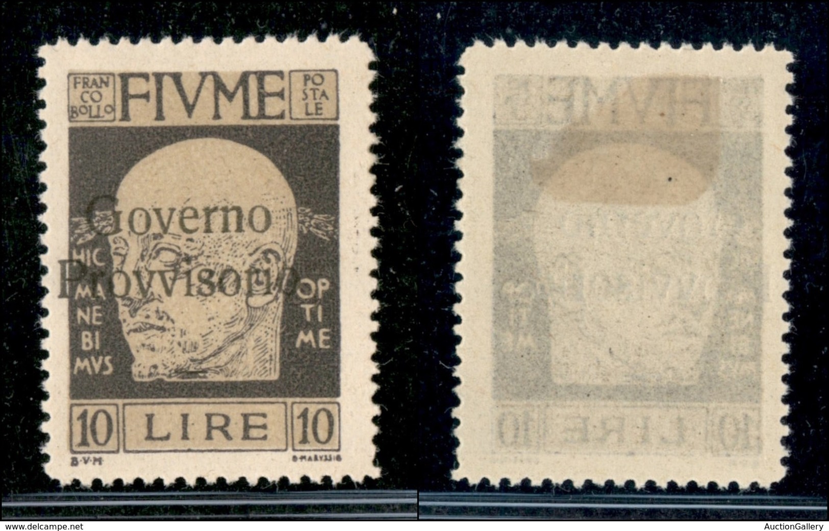 OCCUPAZIONI I GUERRA MONDIALE - Fiume - 1921 - 10 Lire Governo Provvisorio (163 Zb) - Ov Vicine - Gomma Originale (700) - Other & Unclassified