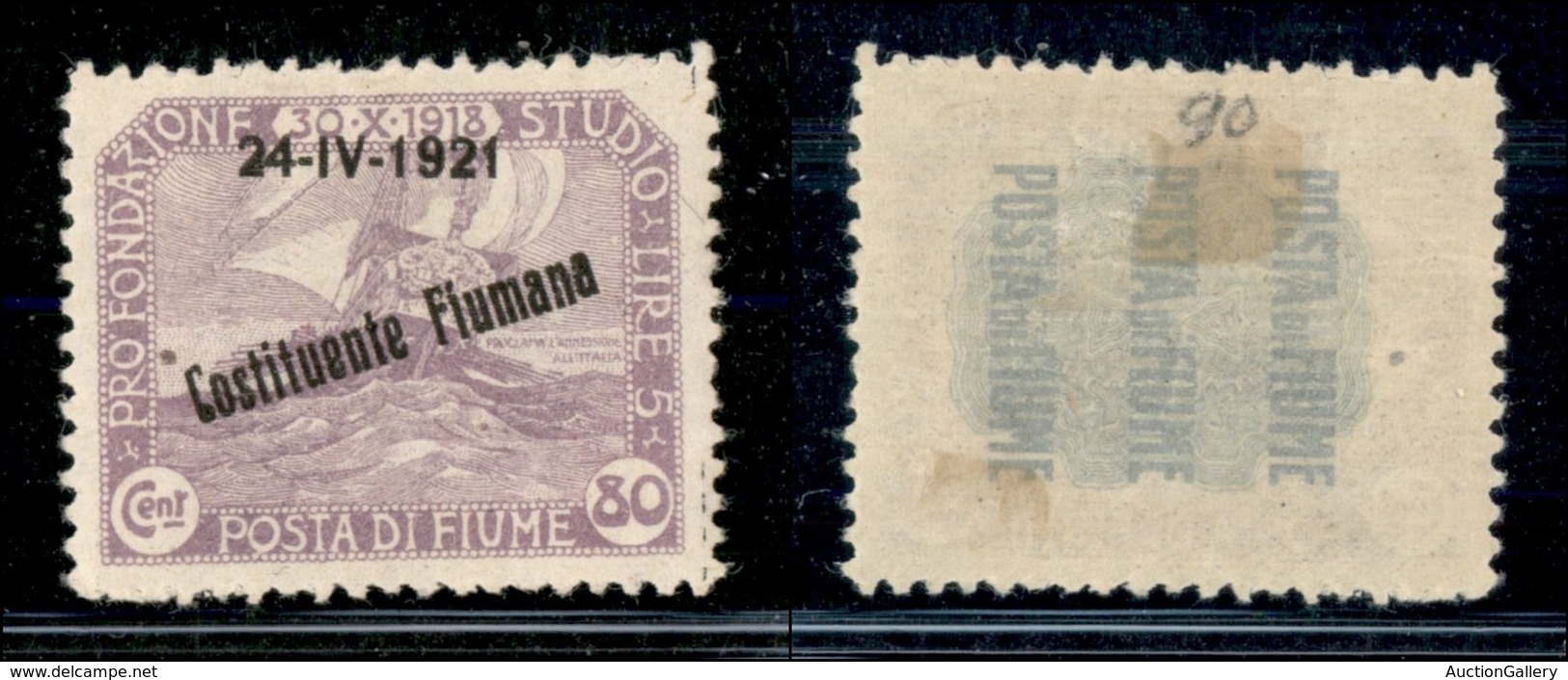 OCCUPAZIONI I GUERRA MONDIALE - Fiume - 1921 - 80 Cent Costituente (170 Nc) - A In Alto - Gomma Originale (300) - Other & Unclassified