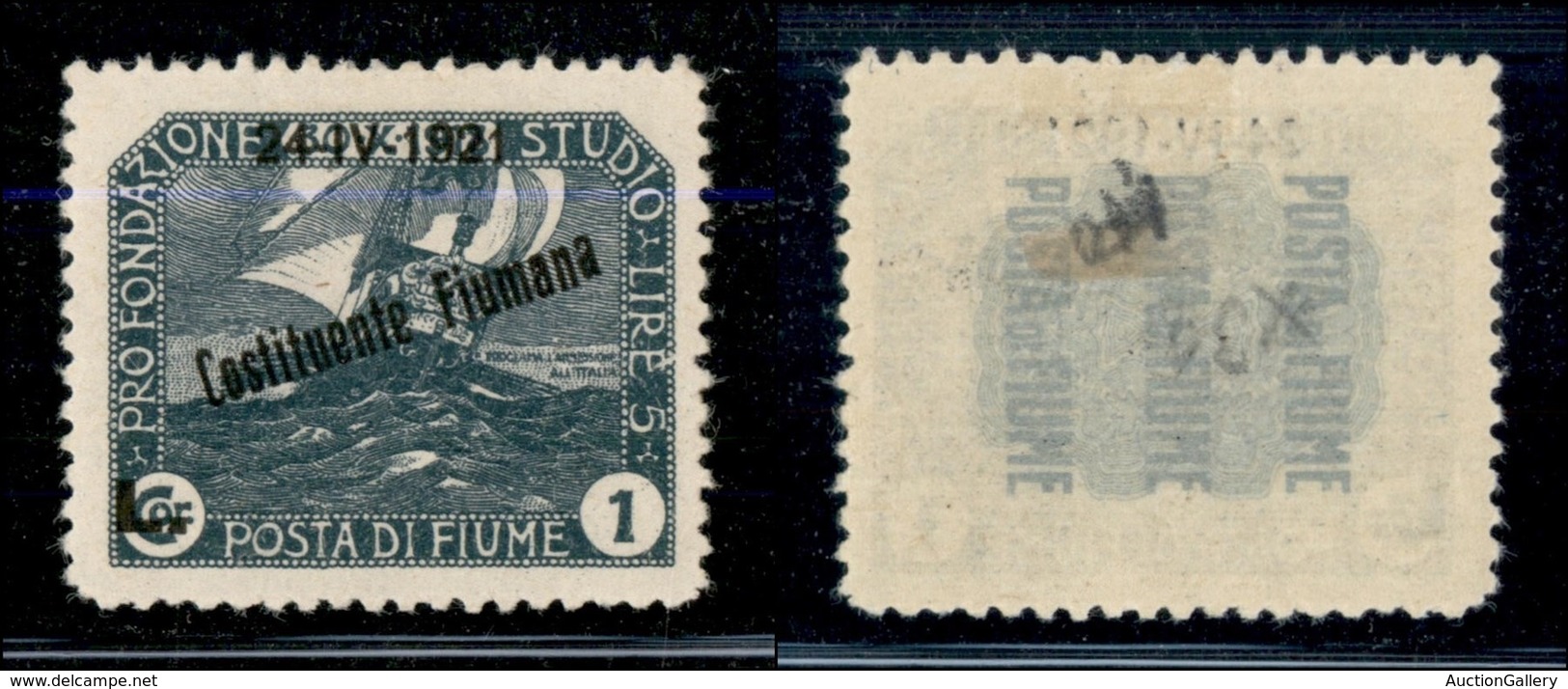 OCCUPAZIONI I GUERRA MONDIALE - Fiume - 1921 - 1 Lira Costituente (171 Nc) - A In Alto - Gomma Originale (350) - Other & Unclassified