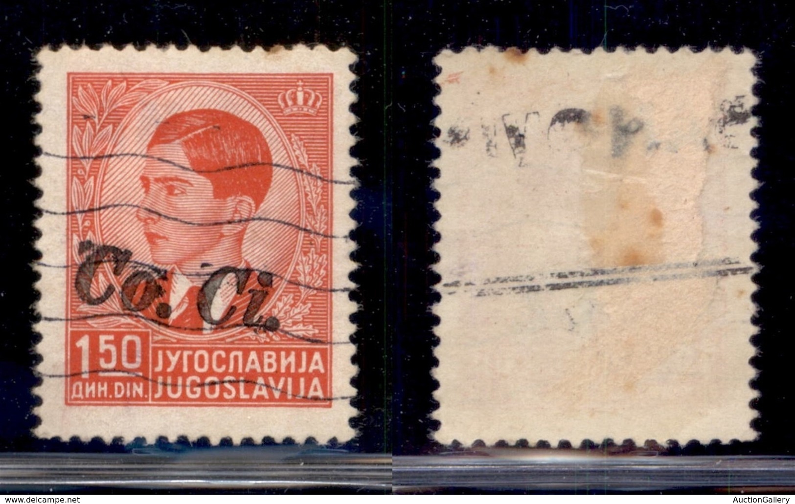 OCCUPAZIONI II GUERRA MONDIALE - Lubiana - 1941 - Soprastampa A Mano - 1,50 Din (4Bb) Usato - Soprastampa Obliqua - Non  - Autres & Non Classés