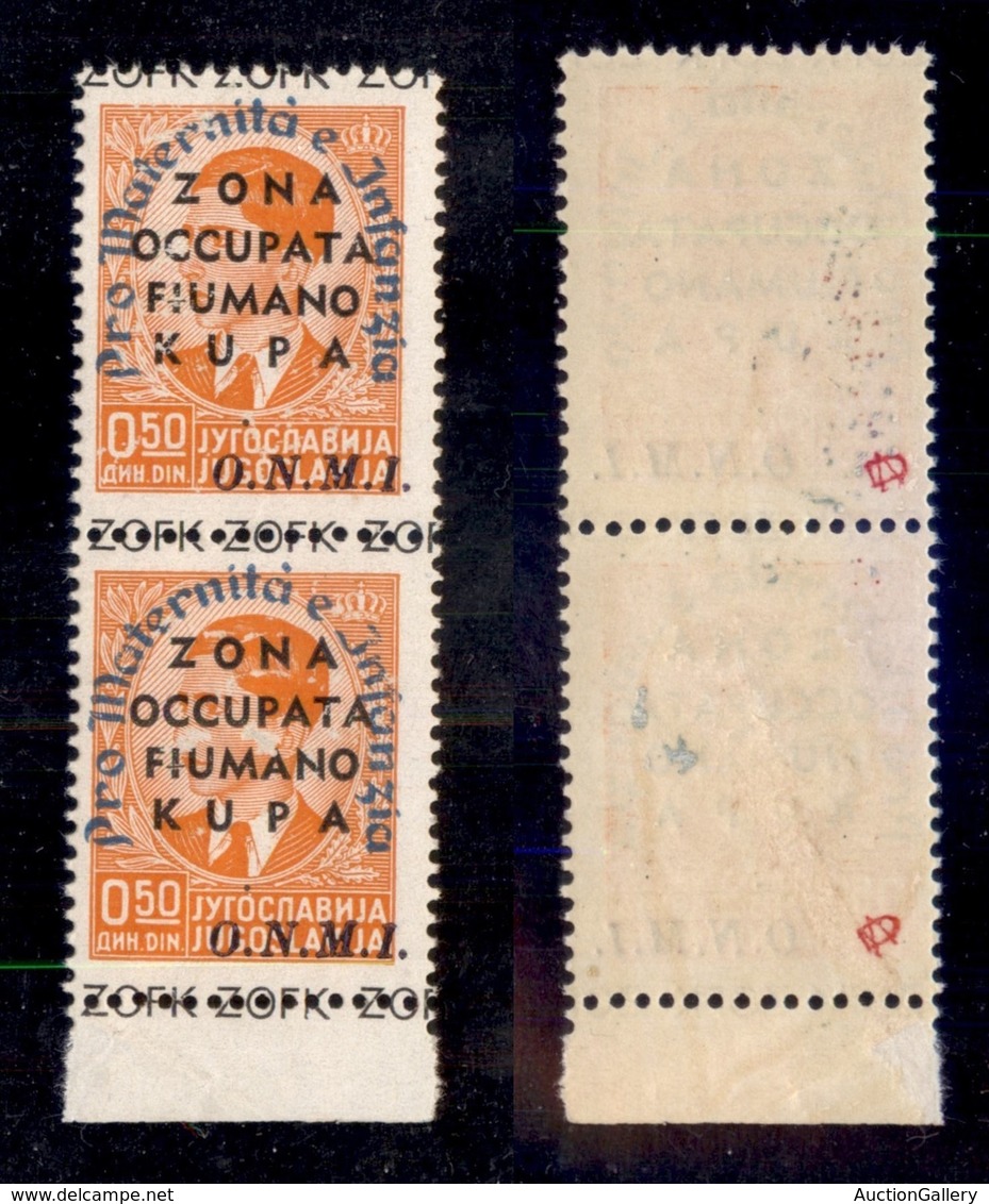 OCCUPAZIONI II GUERRA MONDIALE - Zona Fiumano Kupa - 1942 - 50 Para ONMI (39 - Azzurro) - Coppia Bordo Foglio - Gomma In - Other & Unclassified