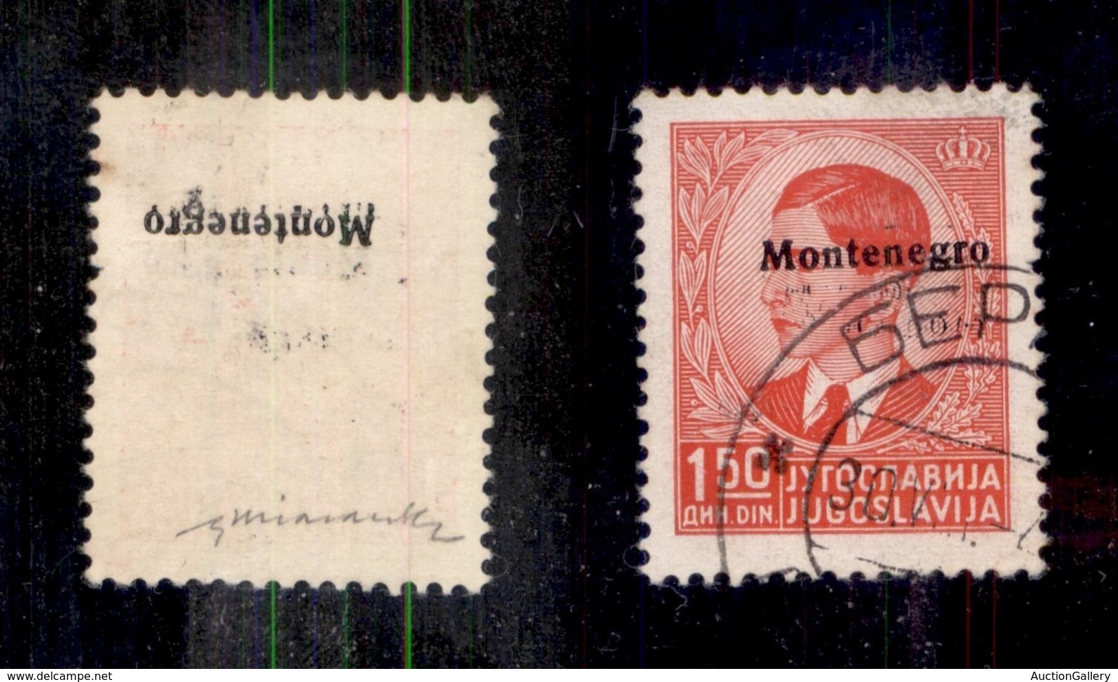 OCCUPAZIONI II GUERRA MONDIALE - Montenegro - 1941 - Saggi - 1.50 Din (3) - Soprastampa Spostata Capovolta A Retro - Non - Autres & Non Classés