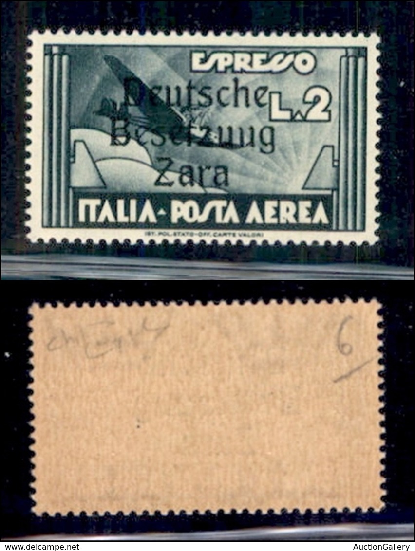 OCCUPAZIONI STRANIERE DI TERRITORI ITALIANI - Occupazione Tedesca - Zara - 1943 - 2 Lire Aeroespresso (9K) - Besetzuug ( - Other & Unclassified