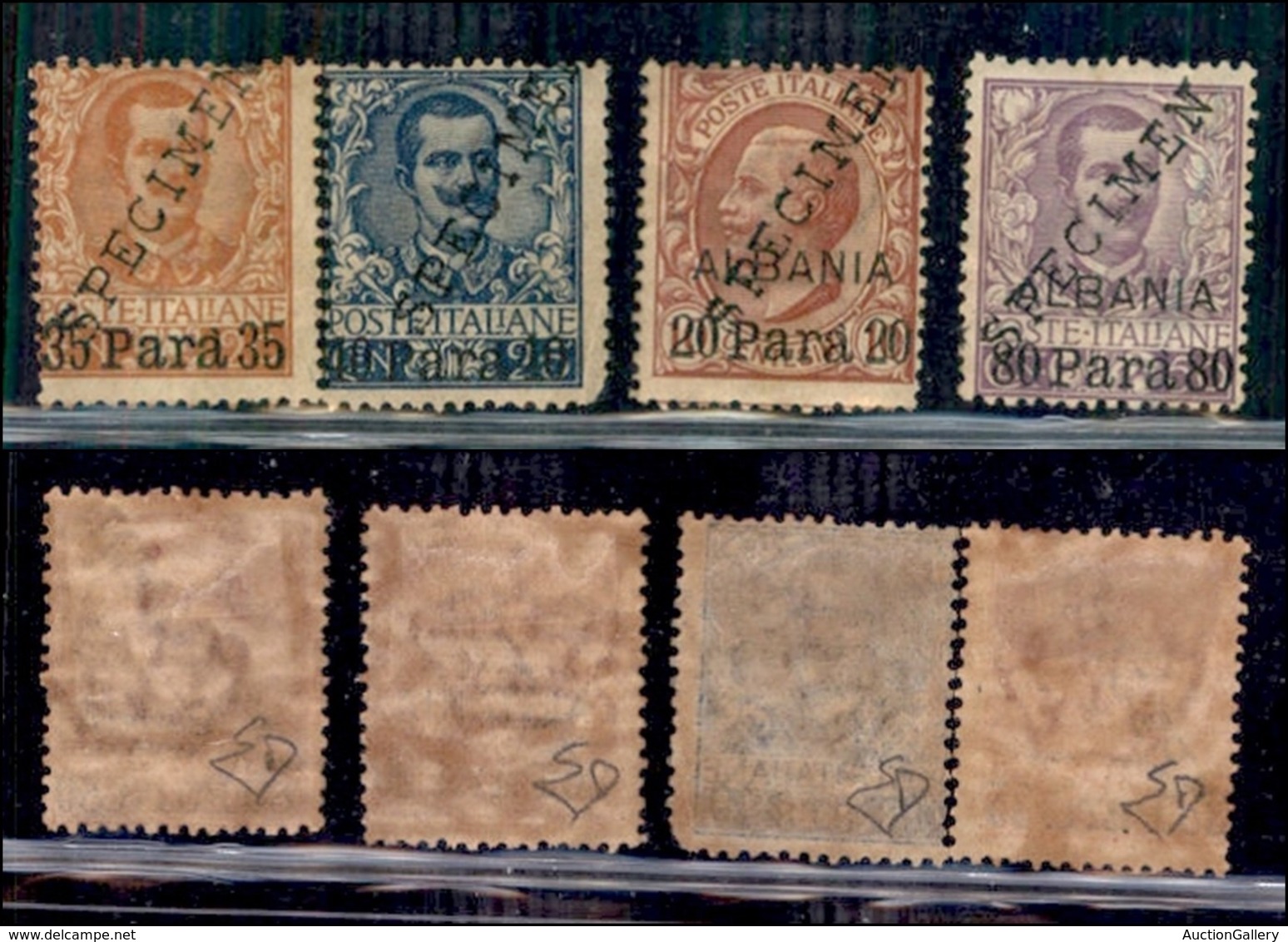 UFFICI POSTALI ALL'ESTERO - Levante - Albania - 1902/1907 - Specimen  - 4 Valori (5/6 + 7 + 9) - Gomma Originale - Insie - Autres & Non Classés