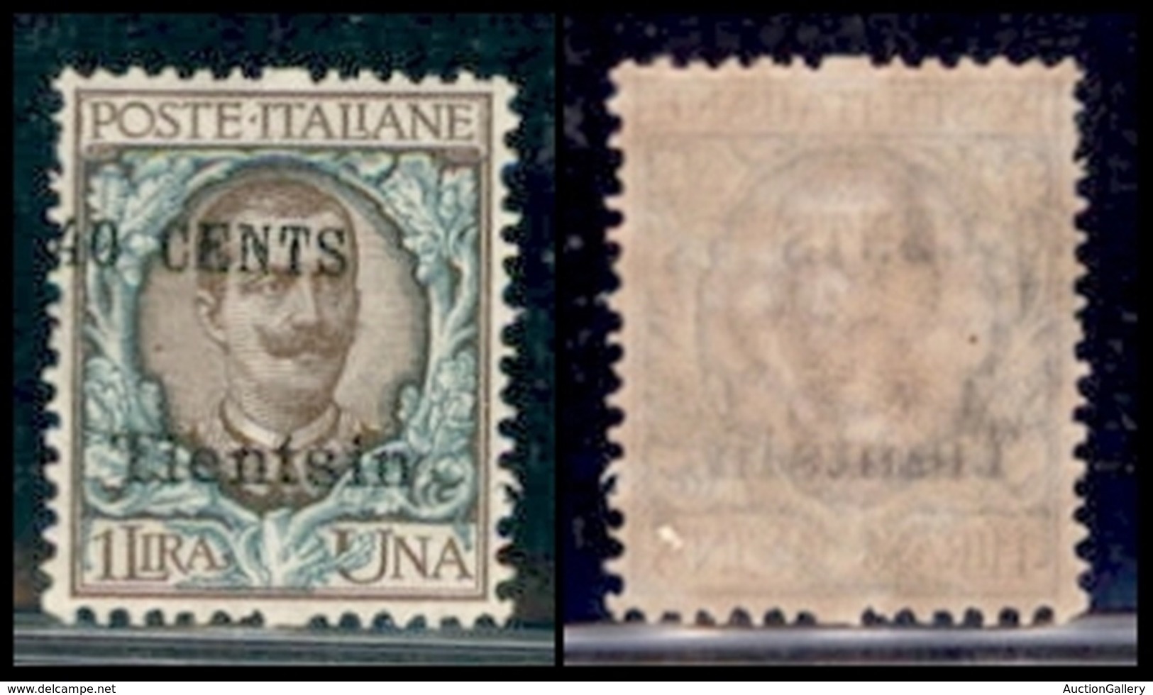 UFFICI POSTALI ALL'ESTERO - Levante - Tientsin - 1918 - 40 Cent Su 1 Lira (22bb) Con Soprastampa A Sinistra (4 Sulla Den - Other & Unclassified