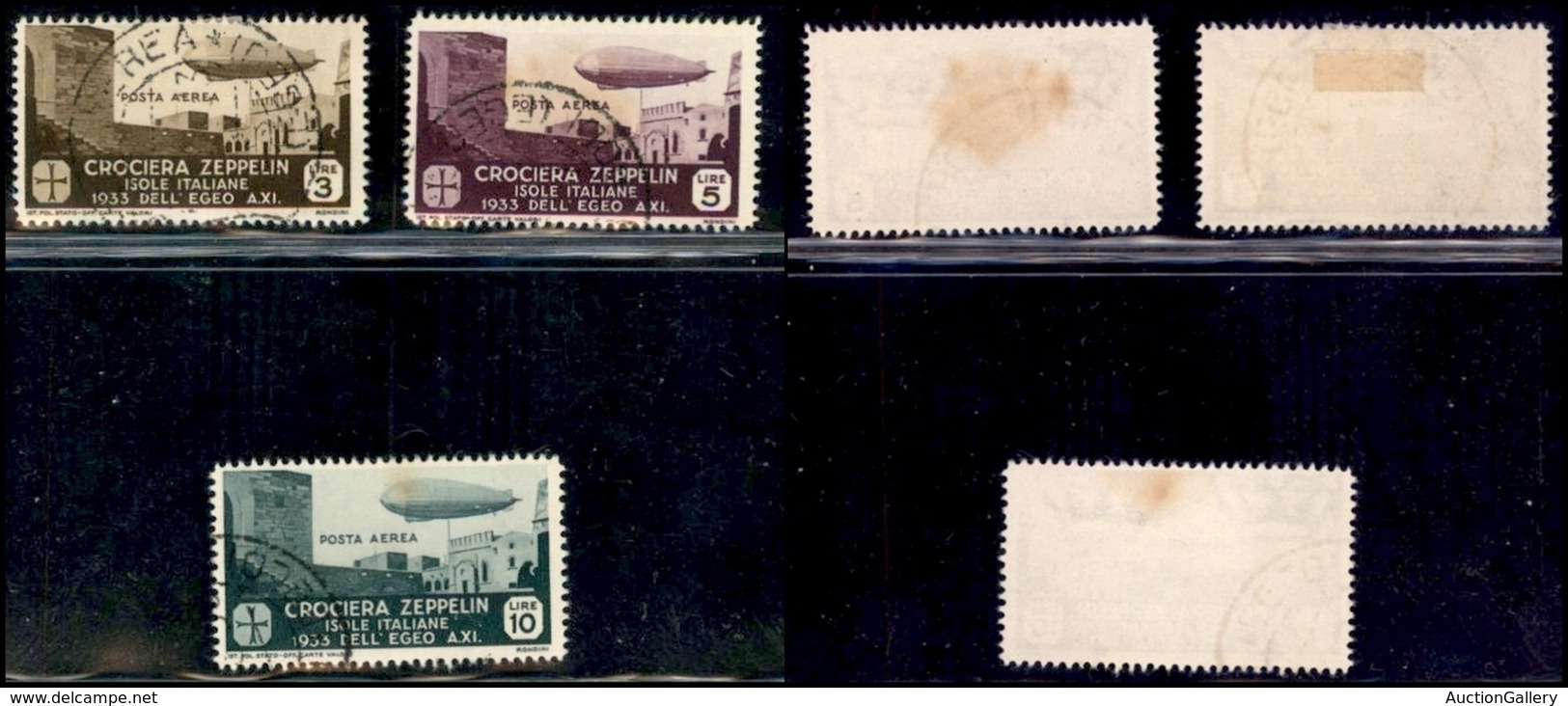 COLONIE - Egeo - Emissioni Generali - 1933 - Zeppelin (22/24) - 3 Valori Usati - Other & Unclassified
