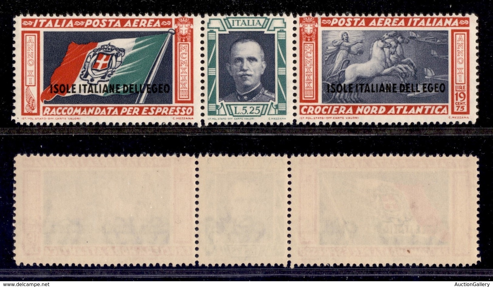 COLONIE - Egeo - Emissioni Generali - 1933 - 5,25 + 17,75 Trittico (28) - Gomma Integra (275) - Other & Unclassified