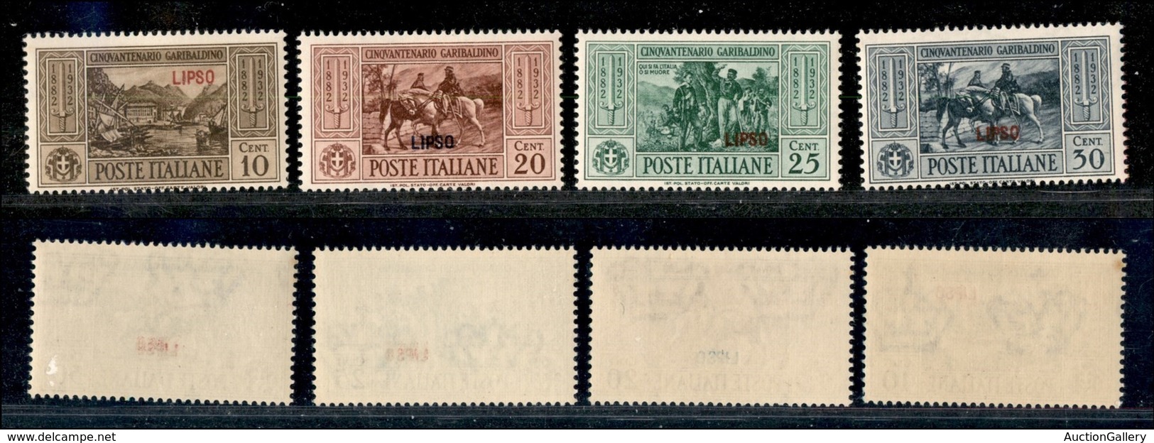 COLONIE - Egeo - Lipso - 1932 - Garibaldi (17/20) - I Primi 4 Valori - Gomma Integra - Other & Unclassified