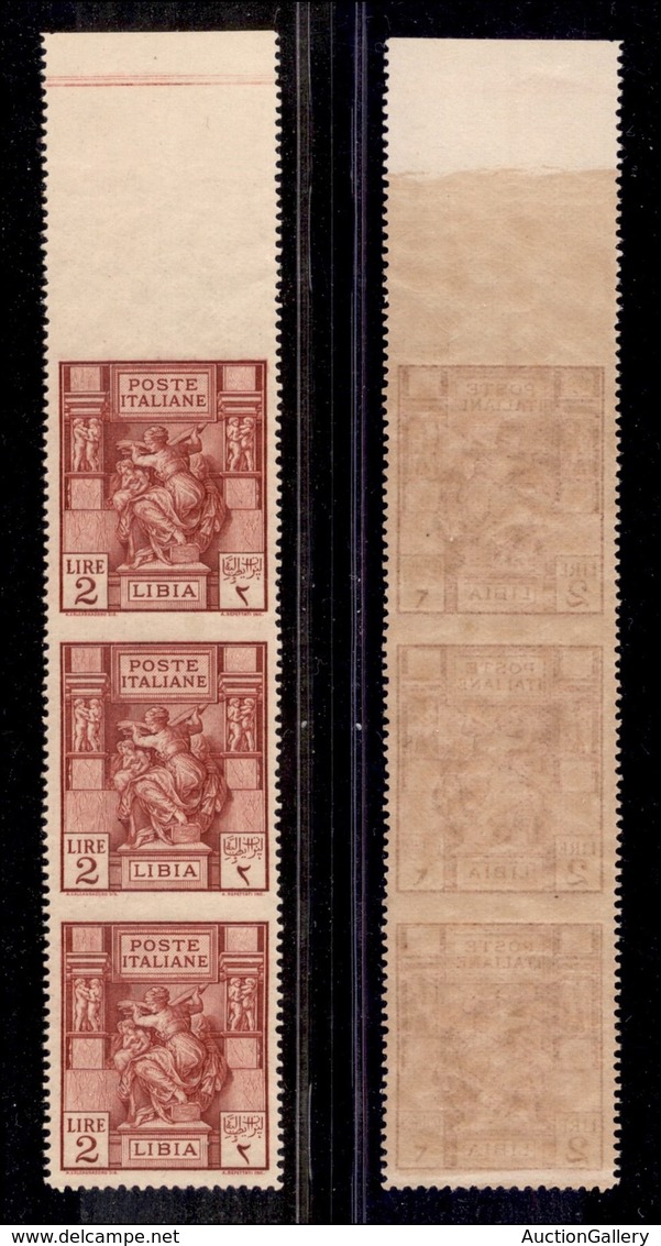 COLONIE - Libia - 1924 - 2 Lire Sibilla (43k) - Striscia Verticale Bordo Foglio - Dentellatura Orizzontale Solo In Basso - Other & Unclassified