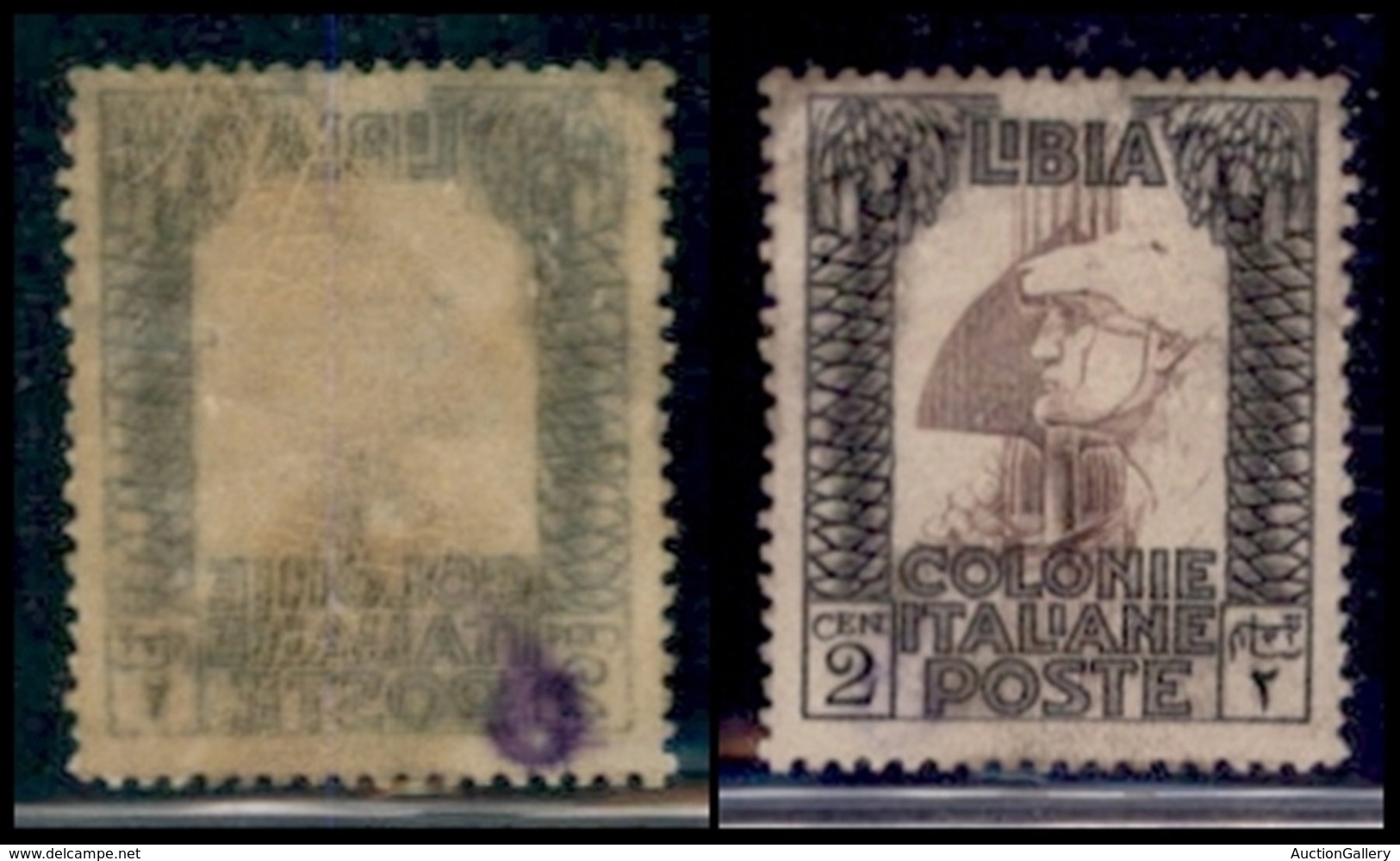 COLONIE - Libia - 1924 - 2 Cent Pittorica (45 - Centro Bruno) Con Decalco Oleoso Della Cornice - Gomma Originale - Non C - Other & Unclassified