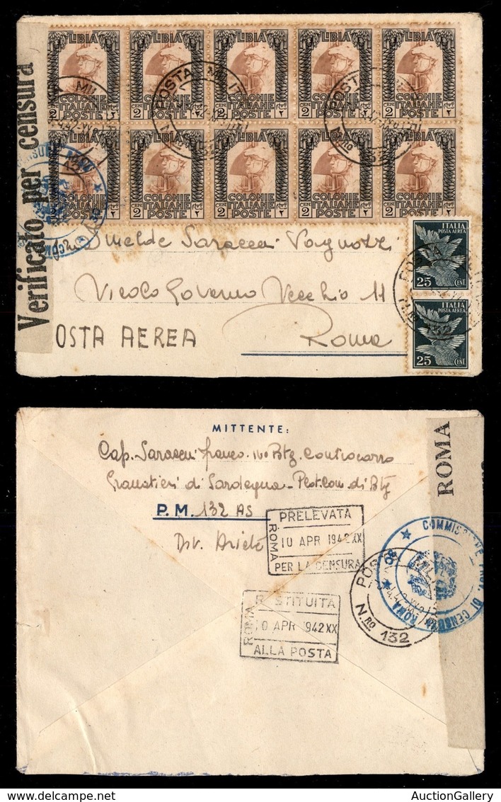 COLONIE - Libia - 2 Cent Pittorica (45 - Blocco Di 10) + Regno (10 Aerea - Coppia) - Aerogramma Dalla Posta Militare N.1 - Other & Unclassified