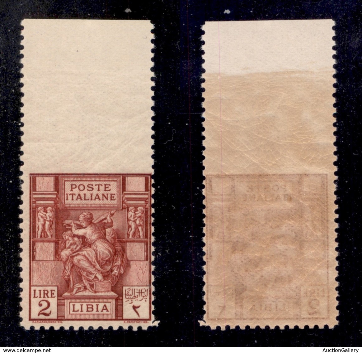 COLONIE - Libia - 1929 - 2 Lire Sibilla (57c) Non Dentellato In Alto - Gomma Integra - Cert. AG (1.125) - Other & Unclassified