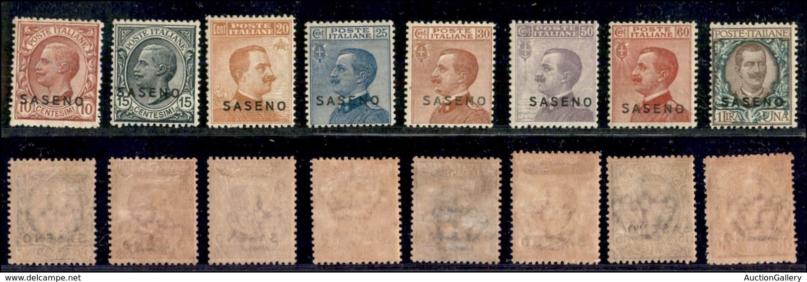 COLONIE - Saseno - 1923 - Soprastampati (1/8) - Serie Completa - Gomma Originale (600) - Other & Unclassified