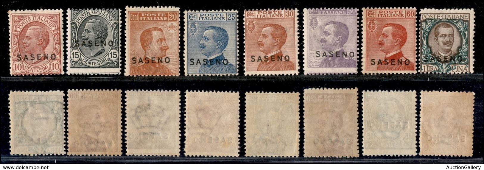 COLONIE - Saseno - 1923 - Soprastampati (1/8) - Serie Completa - Gomma Integra (1.500) - Other & Unclassified