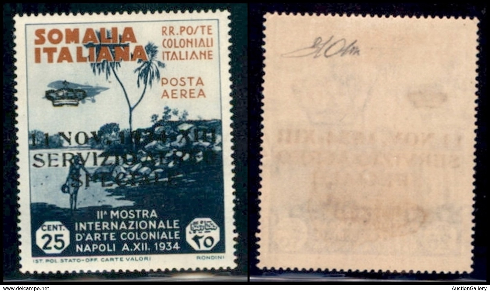 COLONIE - Somalia - 1934 - 25 Cent Servizio Aereo Speciale (2) - Gomma Integra Con Lieve Imperfezione - Cert Oliva (6500 - Other & Unclassified