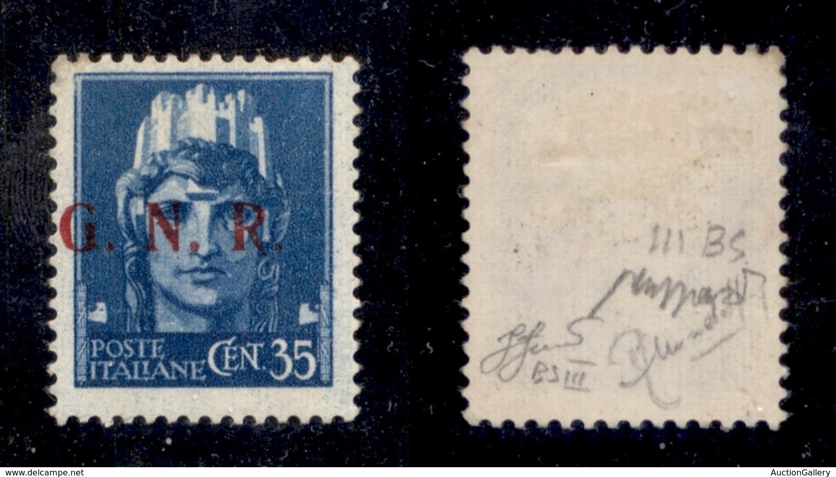 RSI - G.N.R. Brescia - 1943 - 35 Cent (476/III Ab) - Soprastampa A Sinistra + Punto Piccolo Dopo R - Gomma Originale - M - Autres & Non Classés